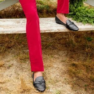 Talbots Ryan Twist Nappa Leather Loafers Women's Size 7 Black Slip On Flats